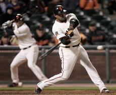 Bengie Molina at bat where he hit the game winning homerun for the Giants against the San Diego Padres. (Courtsey of Yahoo Sports.)