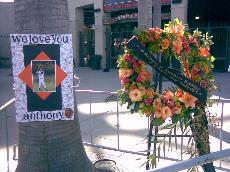 A memorial for Anthony Giraudo that was placed on Seals Plaza outside of AT&T ballpark (Courtesy of Rodney Caton)
