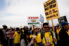 Thousands of students from the CSUs, UCs, and California Community Colleges arrived to March in march on the capitol building and demand that there be no budget cuts and fee increases. (Scott Fong)