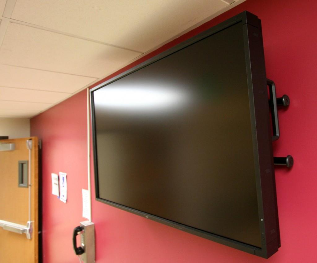 The ominous looking televisions like this one in building 8 will be fuctioning soon. (Larry Crystal)