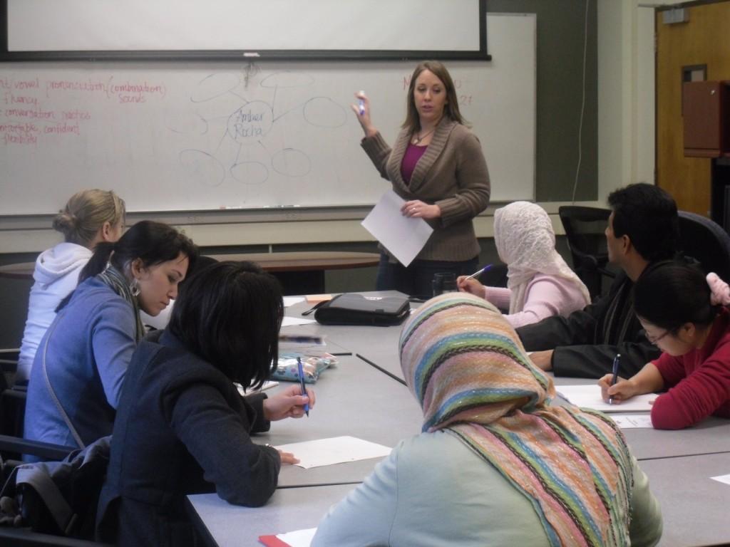 An ESL workshop at the Spark Point Center where Amber Rocha, ESL counselor, instructs one of the many services of Spark Point. (Adrianna Smith)