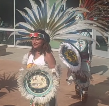 This is one of the several Aztec dancers that performed in the quad. (William Nacouzi)