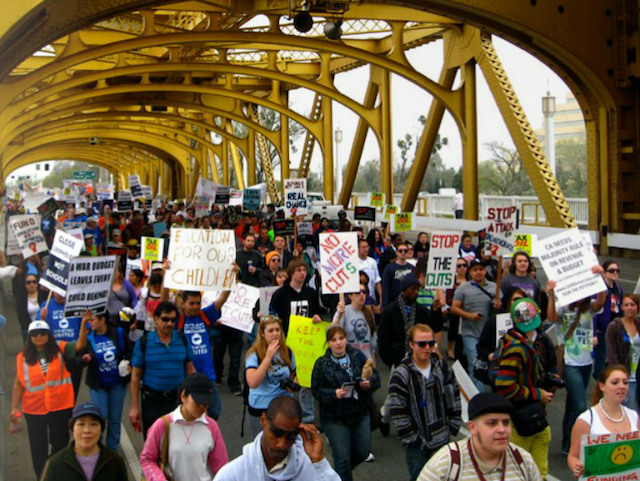 Each year since 2009, community college students march in the state capitol to protest cuts to public education. (Richael Young/iwillmarch.com)