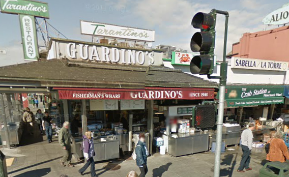 Guardino's and The Crab Station are located between Alioto's and Tarantino's. ()