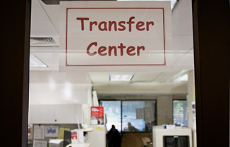 Transfer Center sign in building 2.