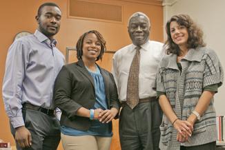 From left to right: Intern Omo Omobogie, YEP Coordinator Pcyeta Jackson, Executive Director Richard A. F. Soyombo, and Program Services Coordinator Allison Mello.