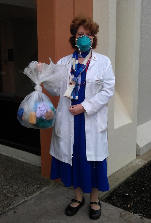 Professor Erskine holds the hazmat bag that caused Bldg. 7 to evacuate this morning.