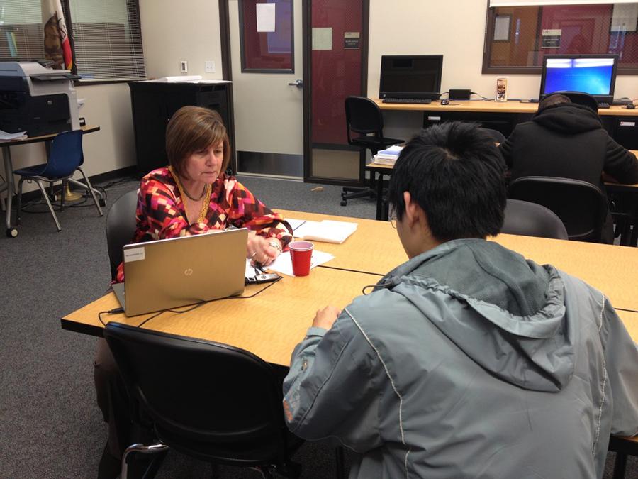 Lavinia Zanassi (left) helps Naing Aung Min (right) take steps towards a career path.