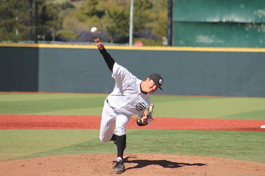 Starting pitcher Bryan Hidalgo went eight innings, striking out batter after batter.
