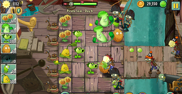 Am array of plants defending their ground from incoming zombies. 