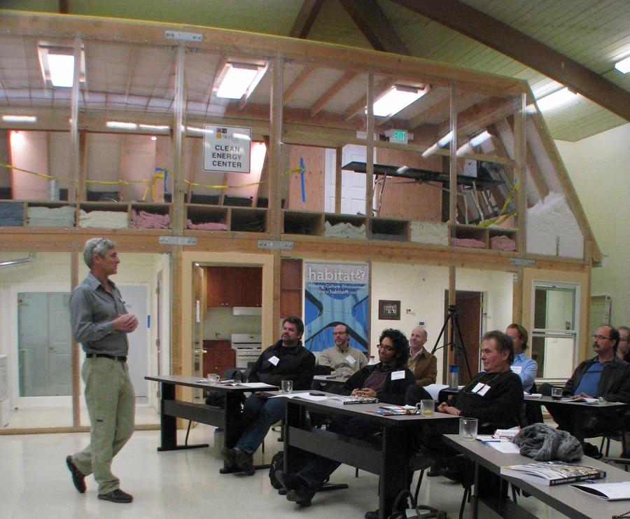 Working professionals listen attentively to one of the guest speakers from last years Habitat X conference.