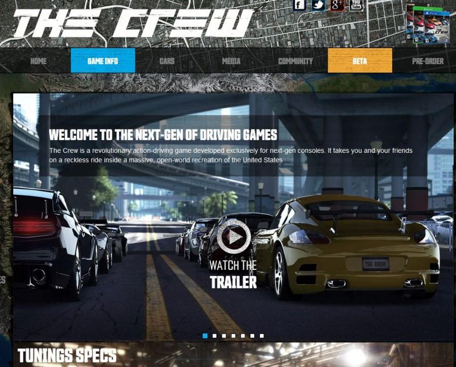 Screenshot of the The Crew website. 