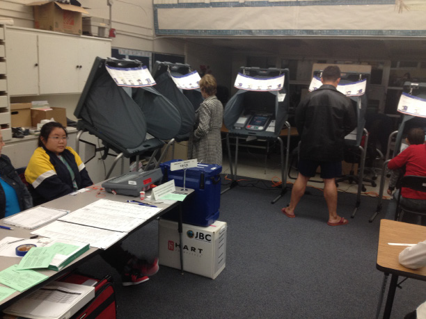 Voters cast ballots at Cerritos Elementary school in South San Francisco in this years midterm elections on Nov. 4. 