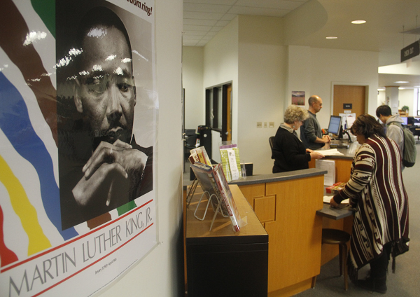 Dr. Martin Luther King poster in Skylines Library.