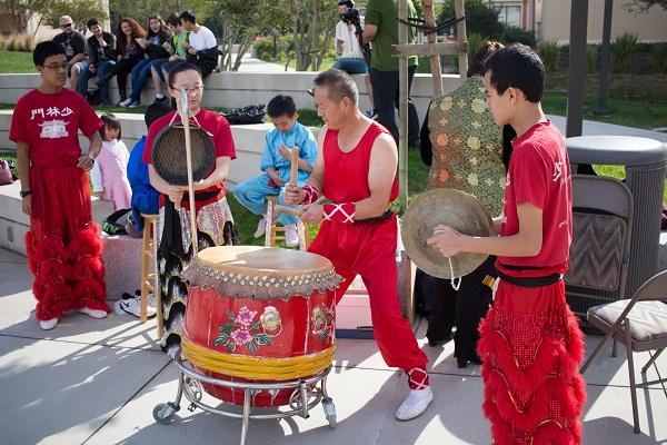 Grand Master Yung Chi Chung from the Shaolin Culture Center and some of his students starting off the lunar new year celebrations at Skyline College on Feb. 10, 2016. 