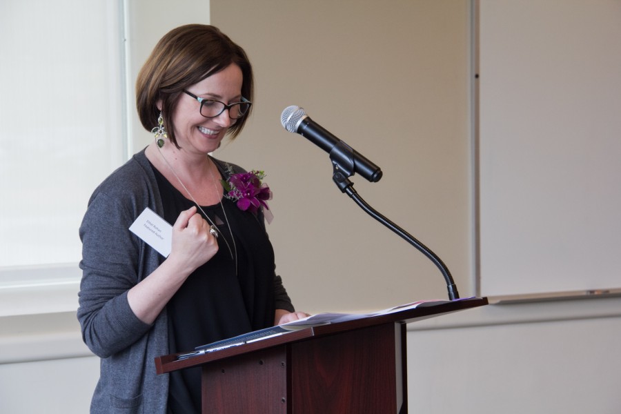 Ethel Rohan, one of two featured authors at the annual “Women in Writing” event, reading one of her works at this year event. March 14, 2016.