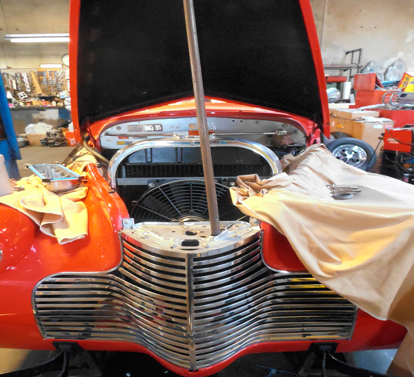 This 1940 Chevrolet is currently in the Daly City Auto Repair shop, getting its head
gaskets replaced and blower repaired.