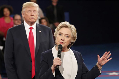 Hillary Clinton, Democratic presidential nominee, speaking at the second President Debate on Sunday, October 9 2016.