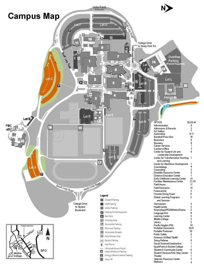 The colored indicated areas are parking lots students forget that are available.