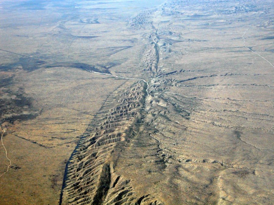 The San Andreas fault, a fault line on the North American and Pacific plate that could cause the next big quake. 