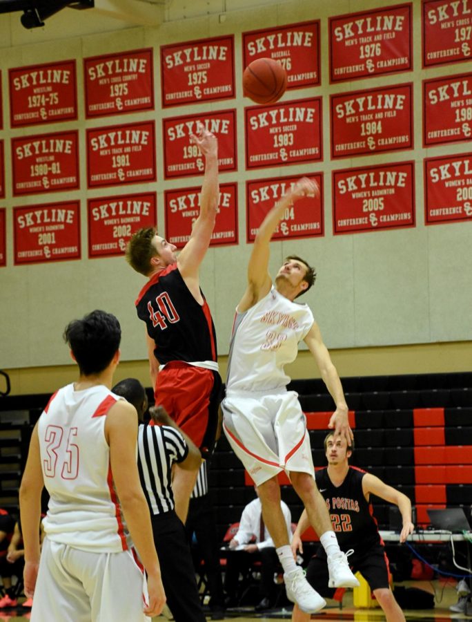 Jacob Llyod taking the ball from a Los Positas player at the beginning of the game. 