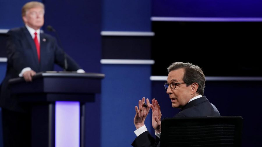 Chris Wallace and President Donald Trump at the first of three 2020 presidential debates.