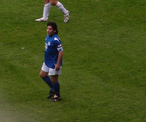 Diego Maradona playing for the Rest of the World at Old Trafford. (Creative Commons)