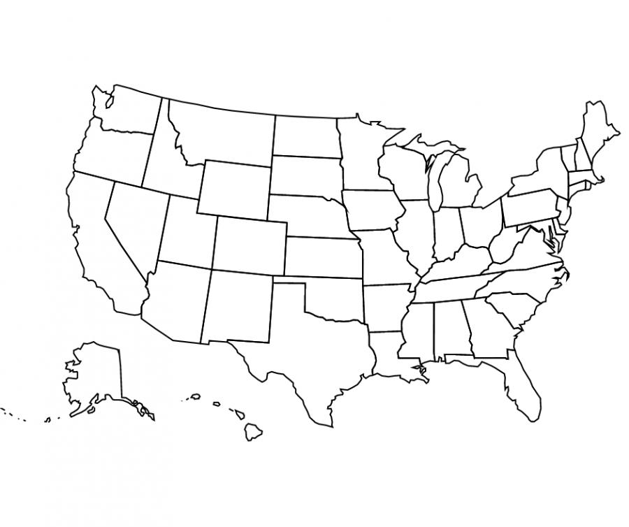 Illustration of the United States of America map