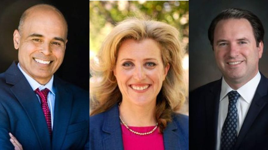 Gus Mattammal (Left), Emily Beach (Center) and Andrew Watters (Right) are candidates for California’s open 15th congressional district.