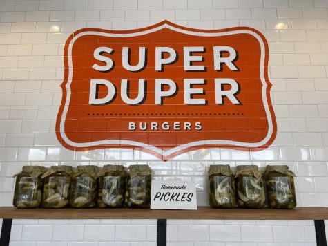 Super Duper showcases its logo within the interior of this restaurant.