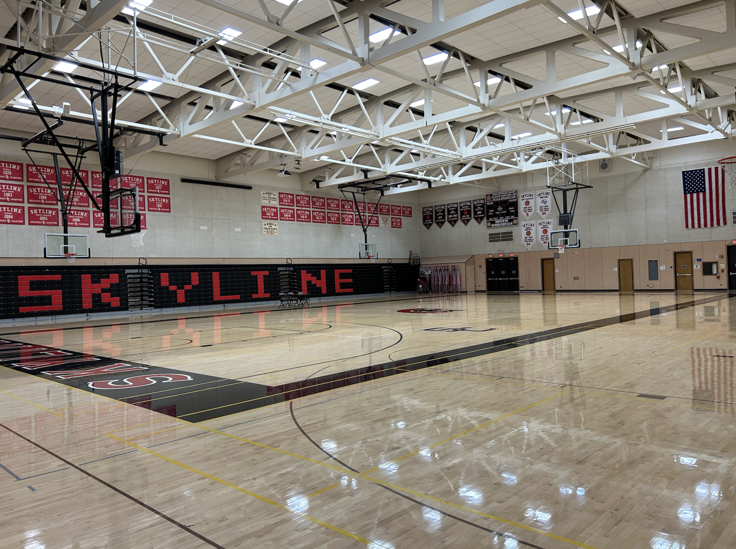 Skyline Colleges main gymnasium is empty on Friday afternoon in San Bruno, CA.