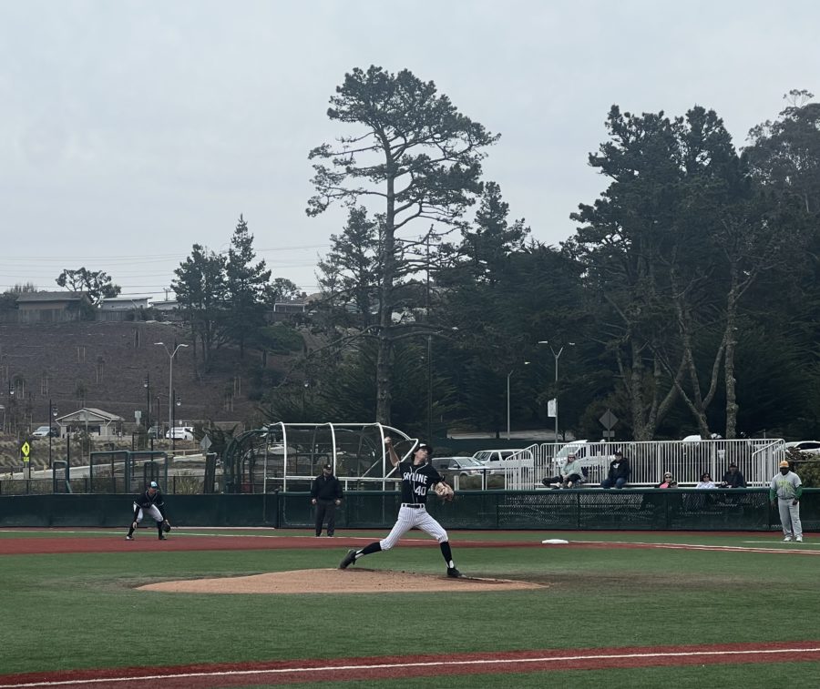 Tyler Moniz-Witten pitches for the Trojans on Sat. March 18.