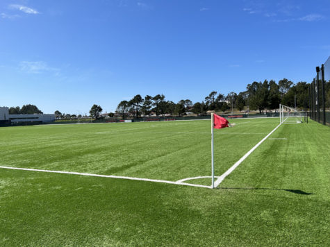 Overview of the empty soccer field at Skyline College on March 20.