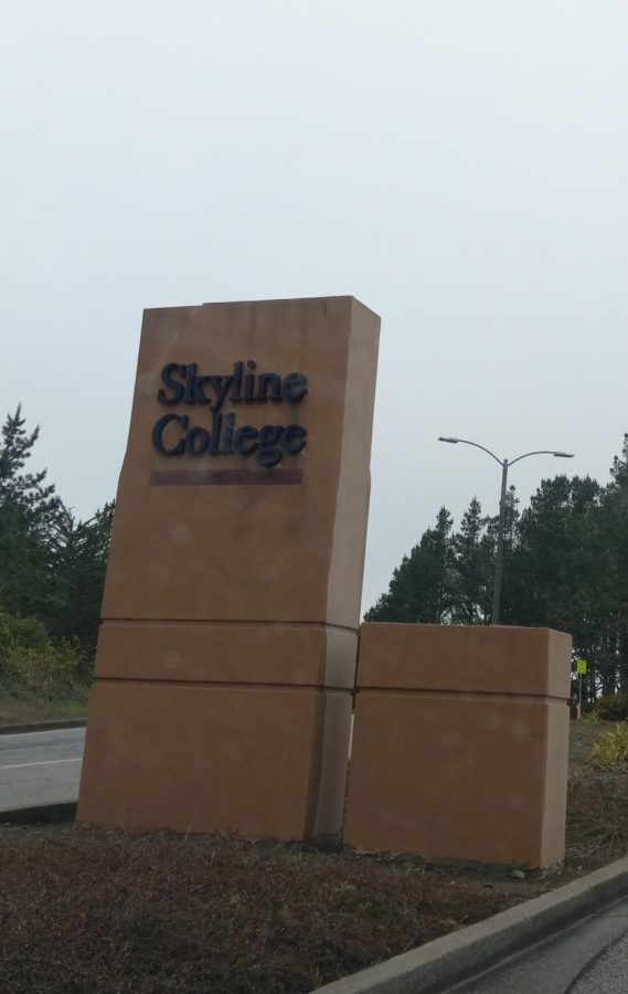 The entrance sign to Skyline College, recently named a top 100 community college