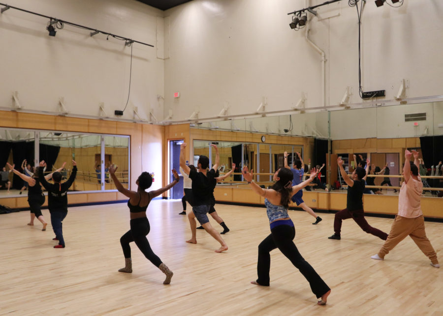 Amber Steele teaches a contemporary modern dance class at Skyline on April 12.