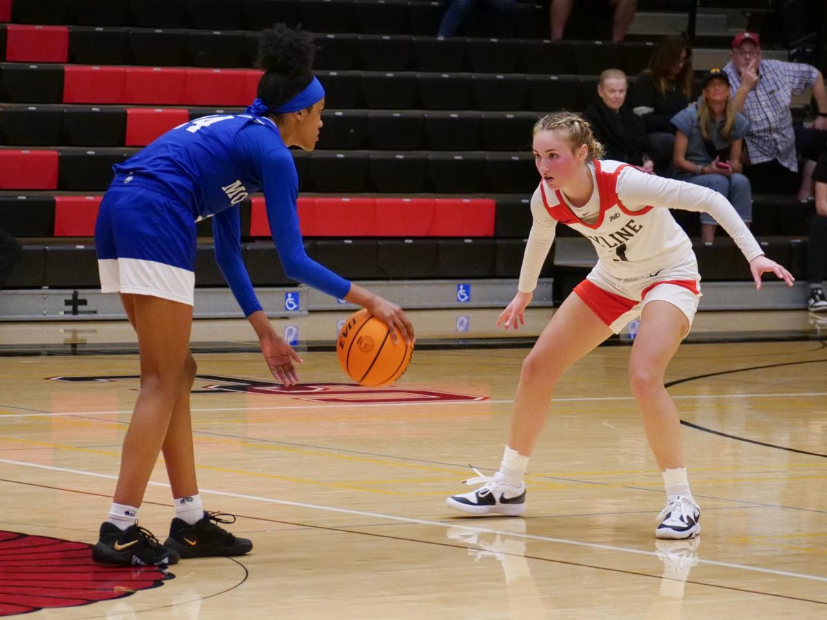 Ennis puts high pressure on Modesto women’s basketball point guard.