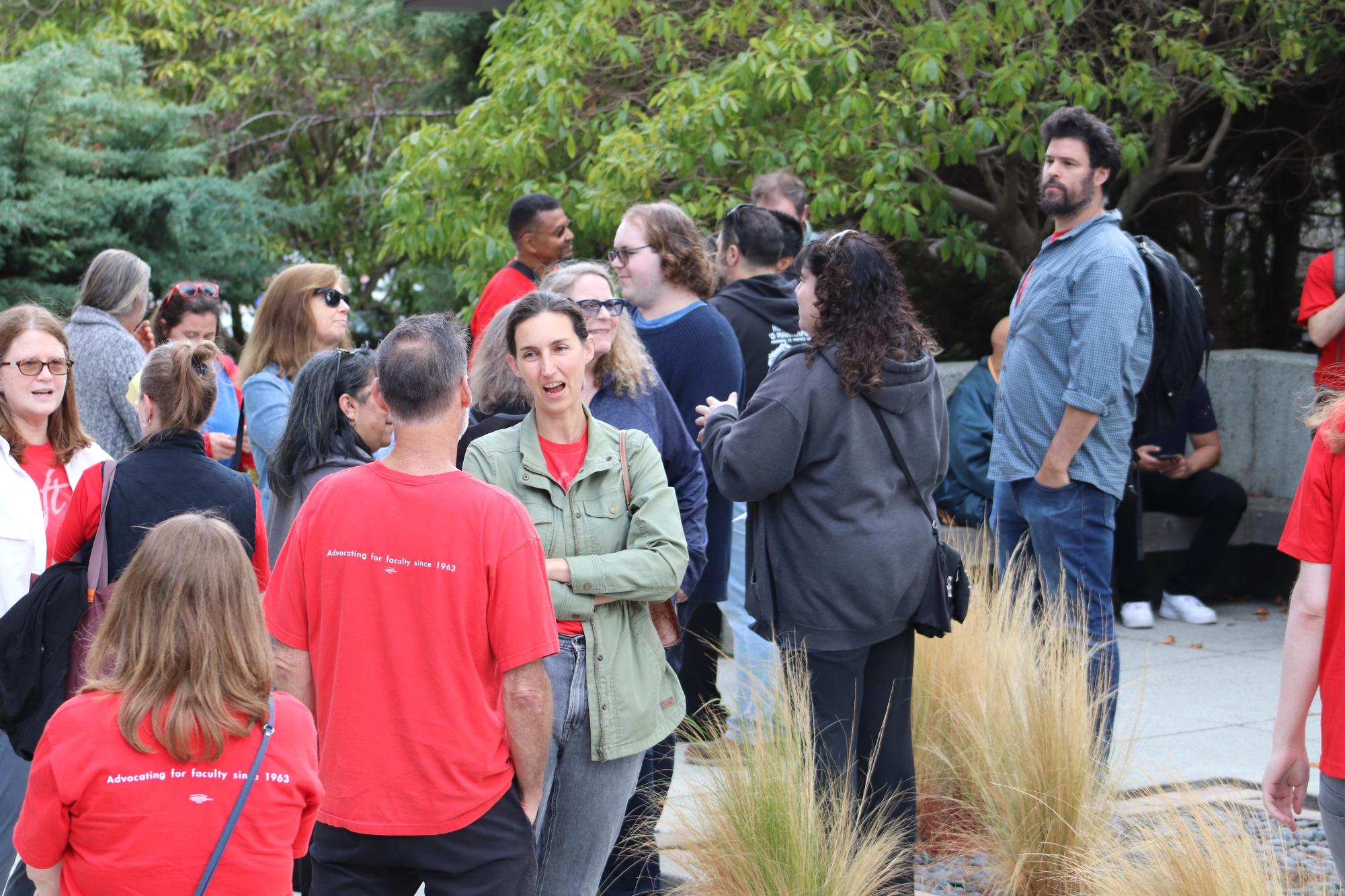 AFT1493 protests at second district board meeting this semester