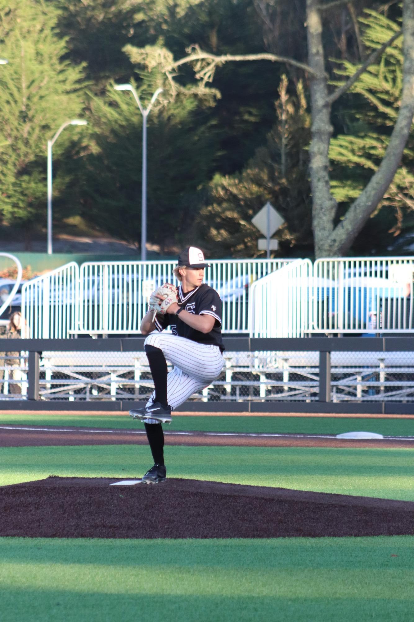 Skyline sophomore pitcher Nick Paulson pictured throwing against Solano at home on Thursday, Feb. 12 in game one of the series.