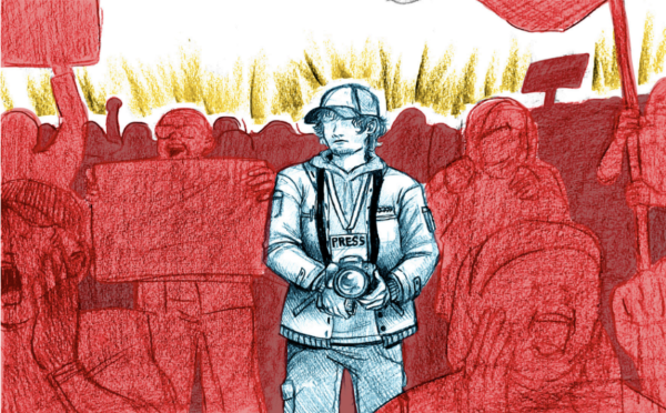 Editorial Cartoon: journalists and protests