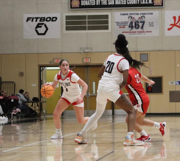 Returning freshman Lexi Carson dribbles past City College of San Francis-
co defender on Feb. 4, 2026.